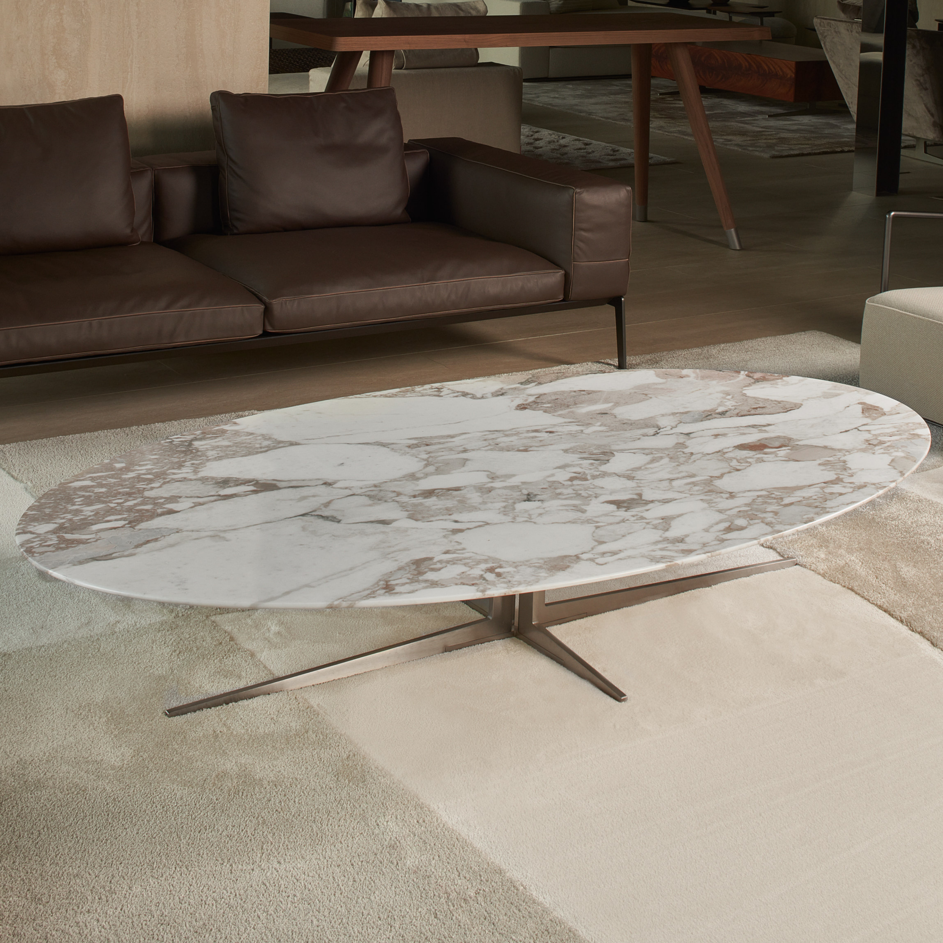 FLY CM.200X110 COFFEE TABLE , IN CALACATTA ORO GLOSSY MARBLE