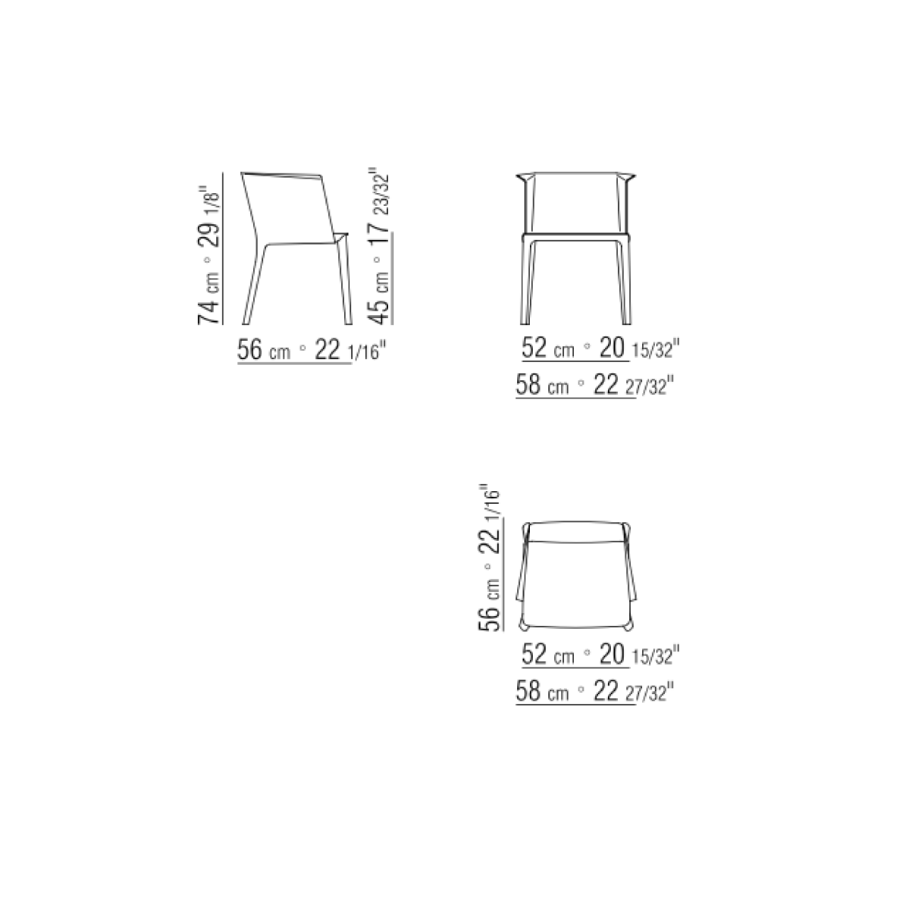 ISABEL LEATHER DINING ARMCHAIR CM. 58X56 SET OF 2