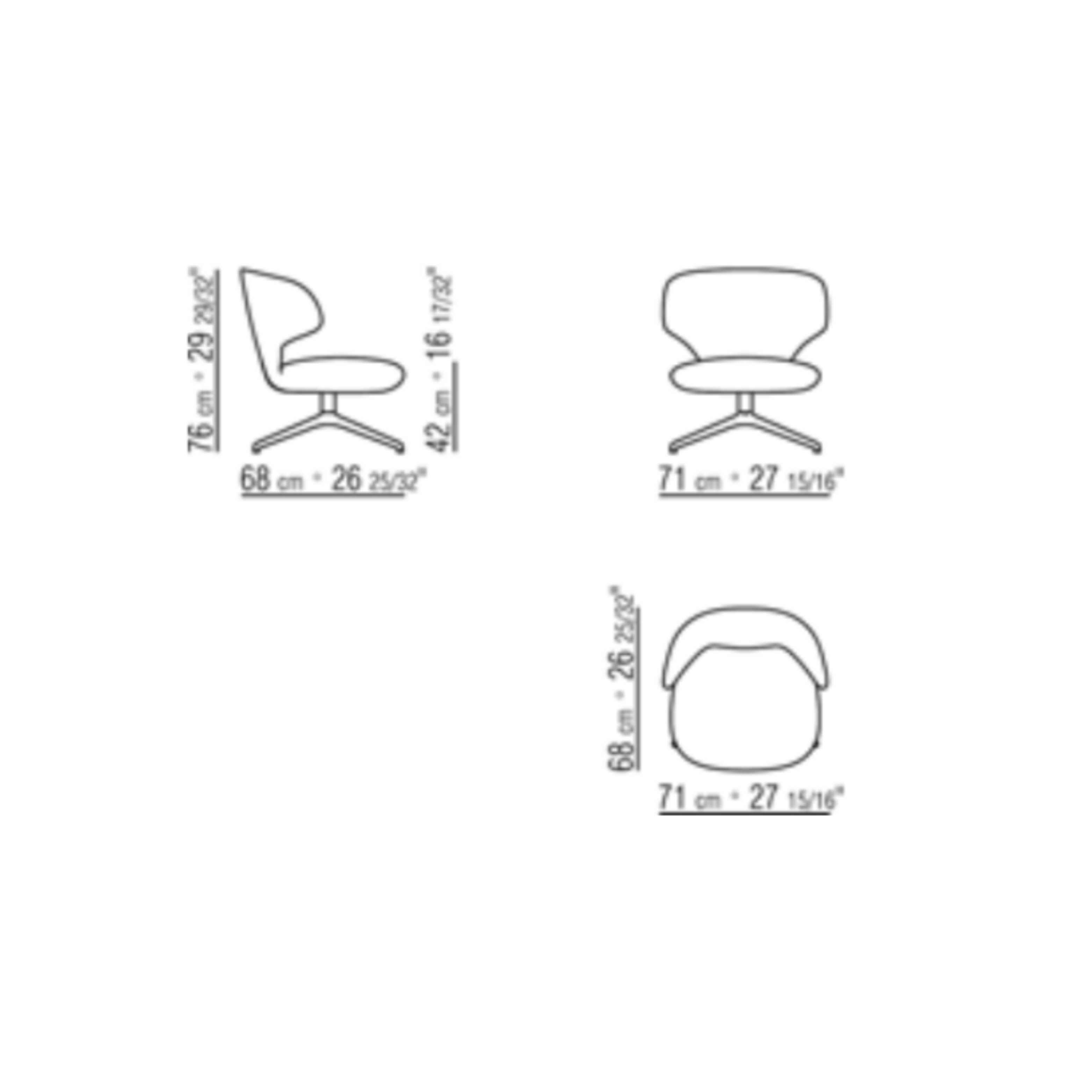 SUSANNE ARMCHAIR SWIVEL BASE W/ 4 SPOKES