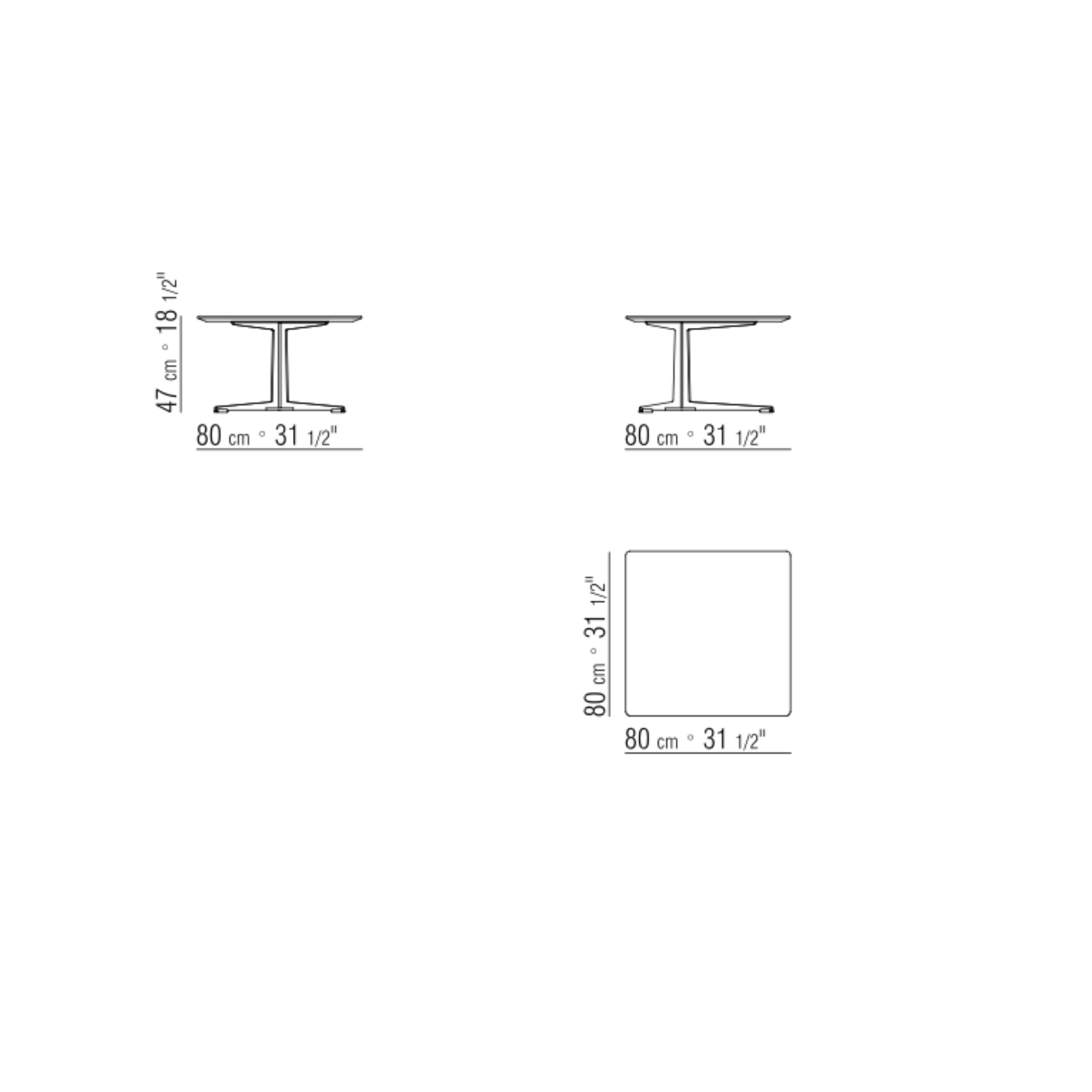 FLY SMALL TABLE CM. 80X80, ASHWOOD STAINED WENGE, BURNISHED