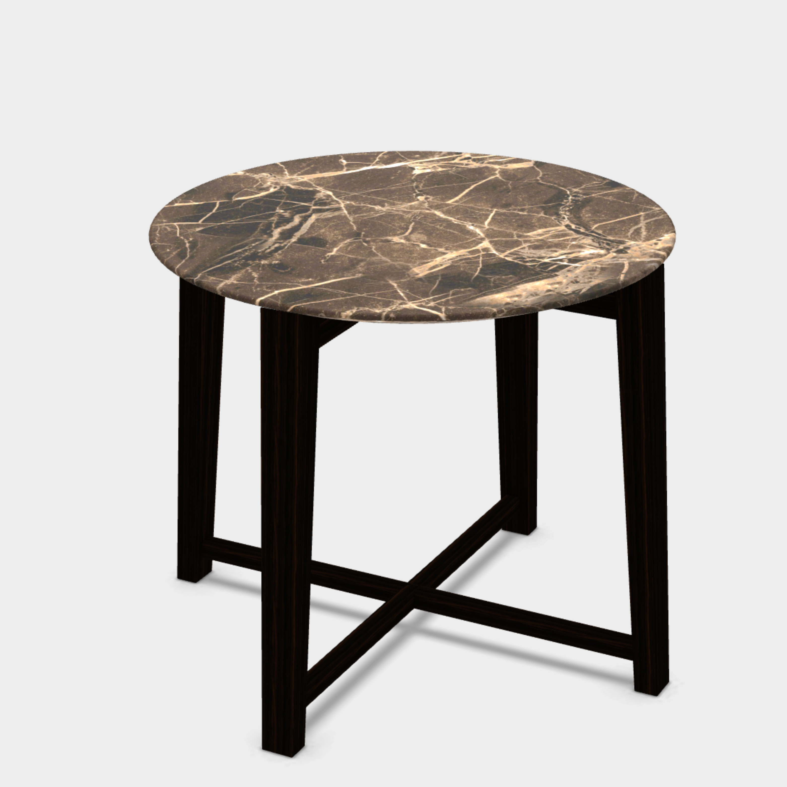 TRIS SMALL TABLE H.53 CM. 67 Ø, ASHWOOD STAINED WENGE, MARBLE EMPERADOR