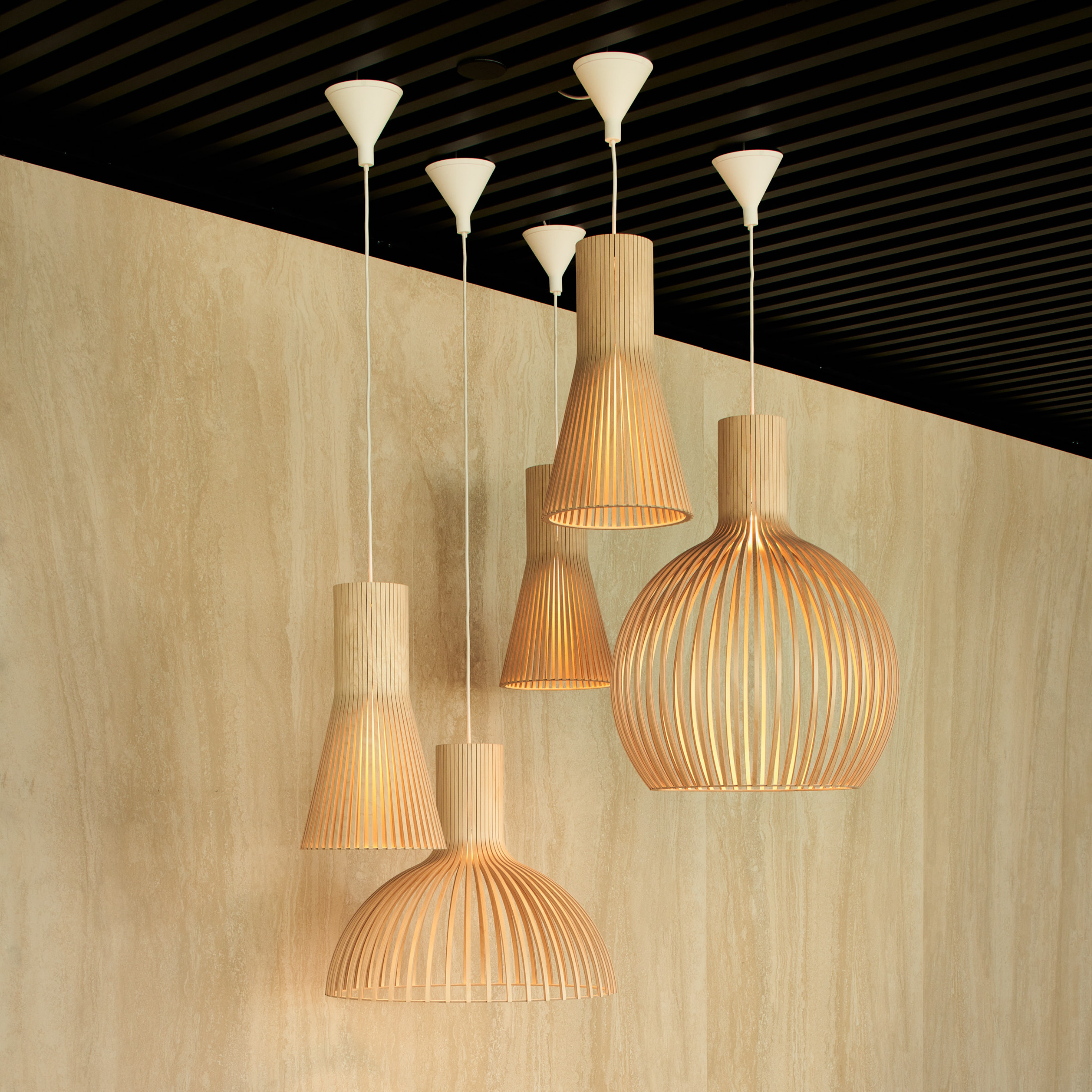 SET OF 5 Secto Design Natural Birch Wood (Victo 4250 (x1), Octo 4240 (x1) , Secto Small 4201 (x3)