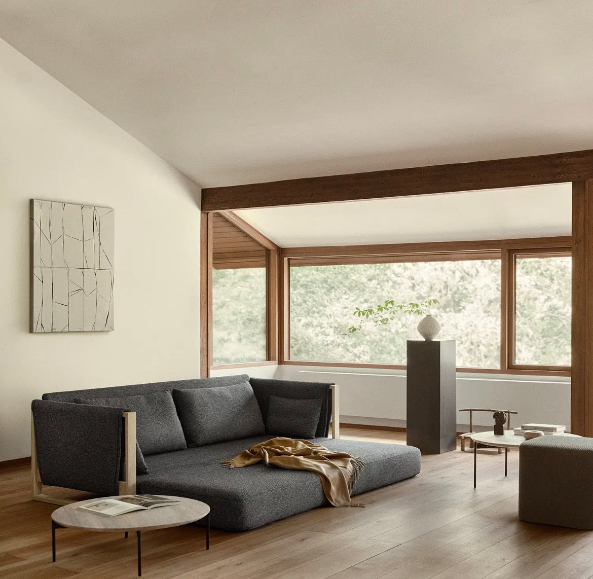 Softline MADISON Wood Sofa Bed  dim CM W209 D95 H40/65/75