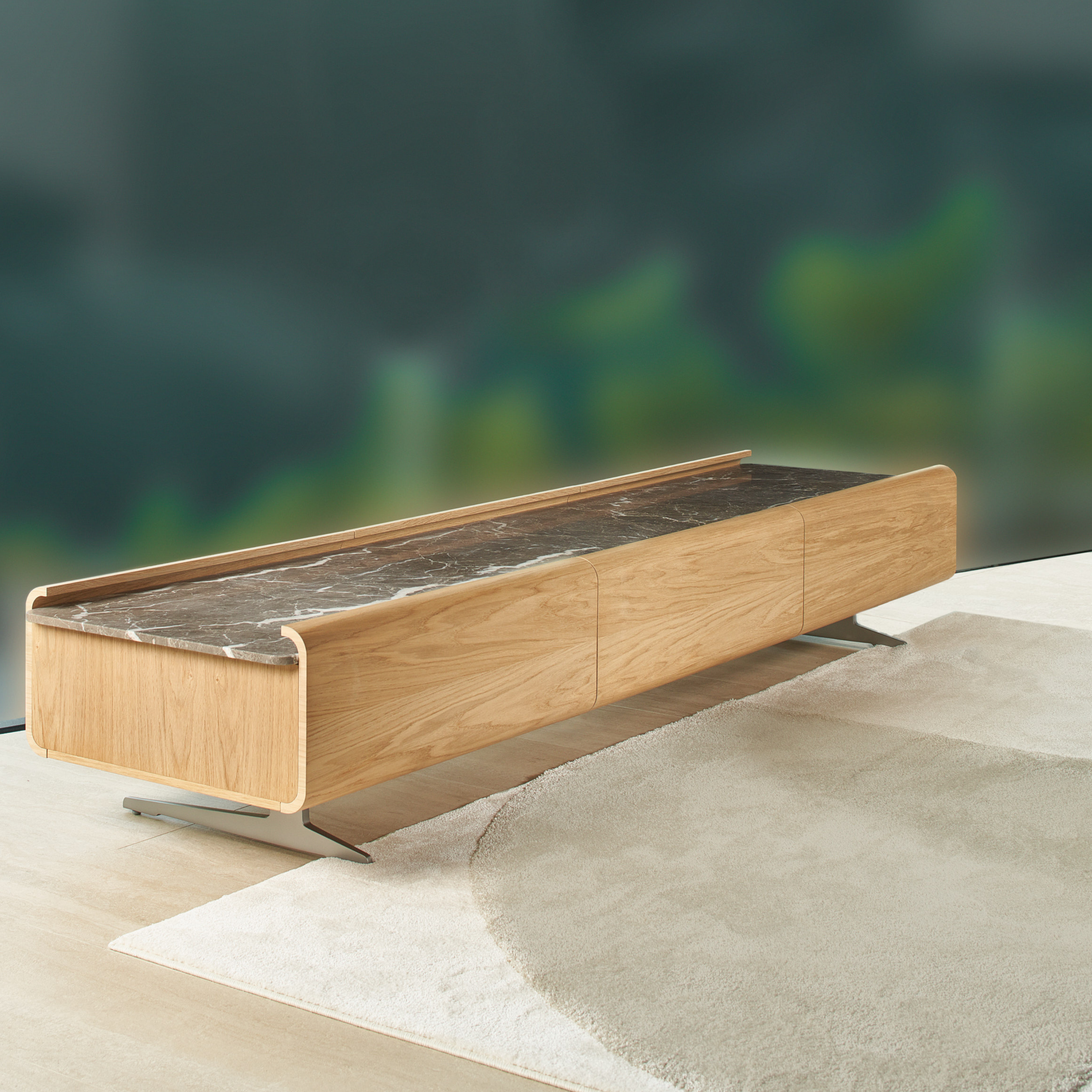 EARL CM. 240X60 CABINET , OAK WOOD RAW EFFECT, STARDUST MARBLE