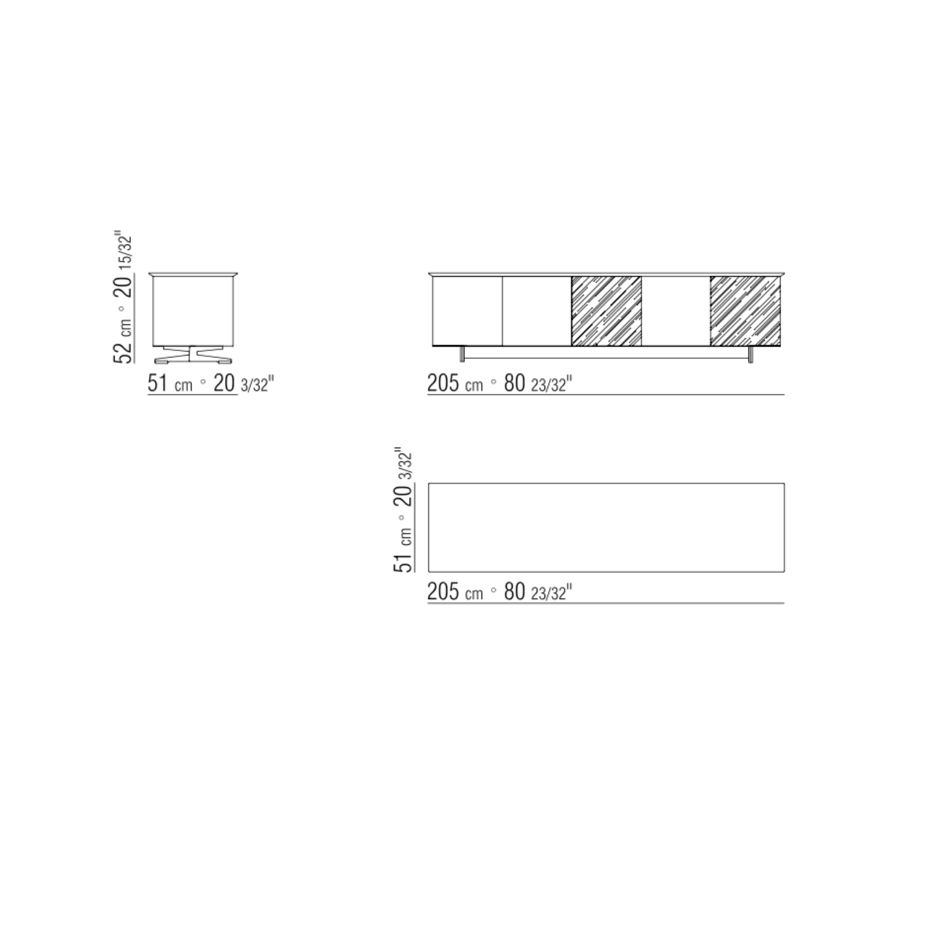FLY CM.205X51 CABINET WITH 2 LEATHER BOX , IN EMPERADOR GLOSSY MARBLE TOP